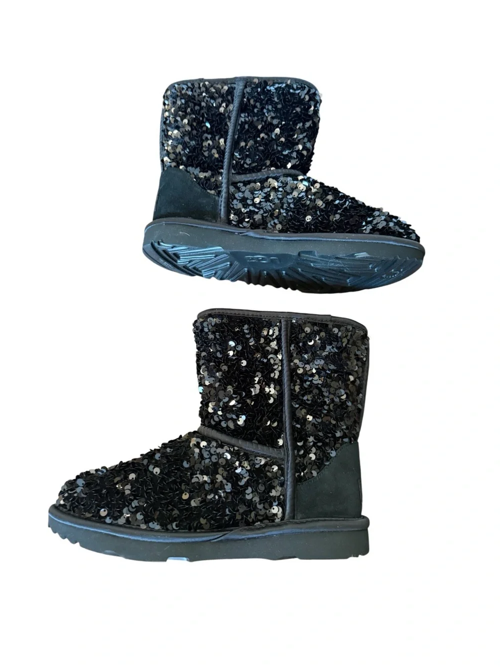UGG Classic Short Chunky Black Sequin Boots-NWOT Size 4